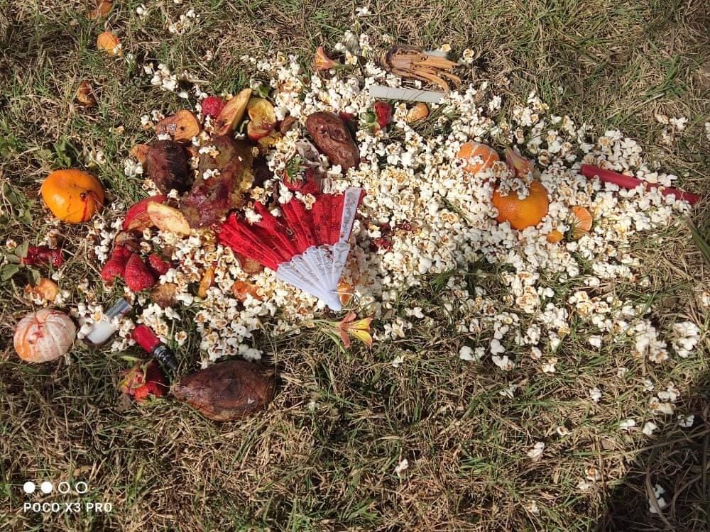 Gualicho con pororó: otra vez, restos de un ritual satánico en una calle de Funes